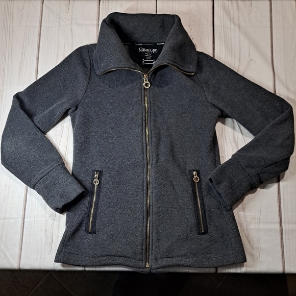 Calvin Klein Performance Fleece Zip Up Extra Small Shacket Sweater Jacket - Picture 1 of 12